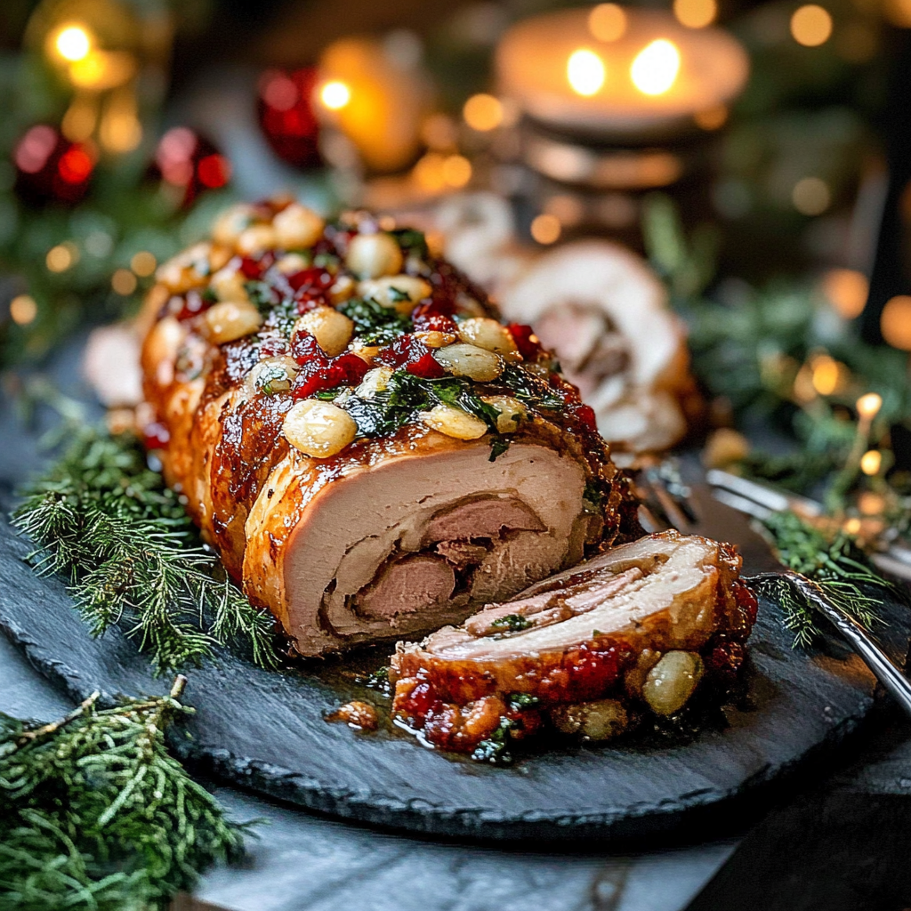 Recipe preparation for Stuffed Pork Tenderloin Christmas