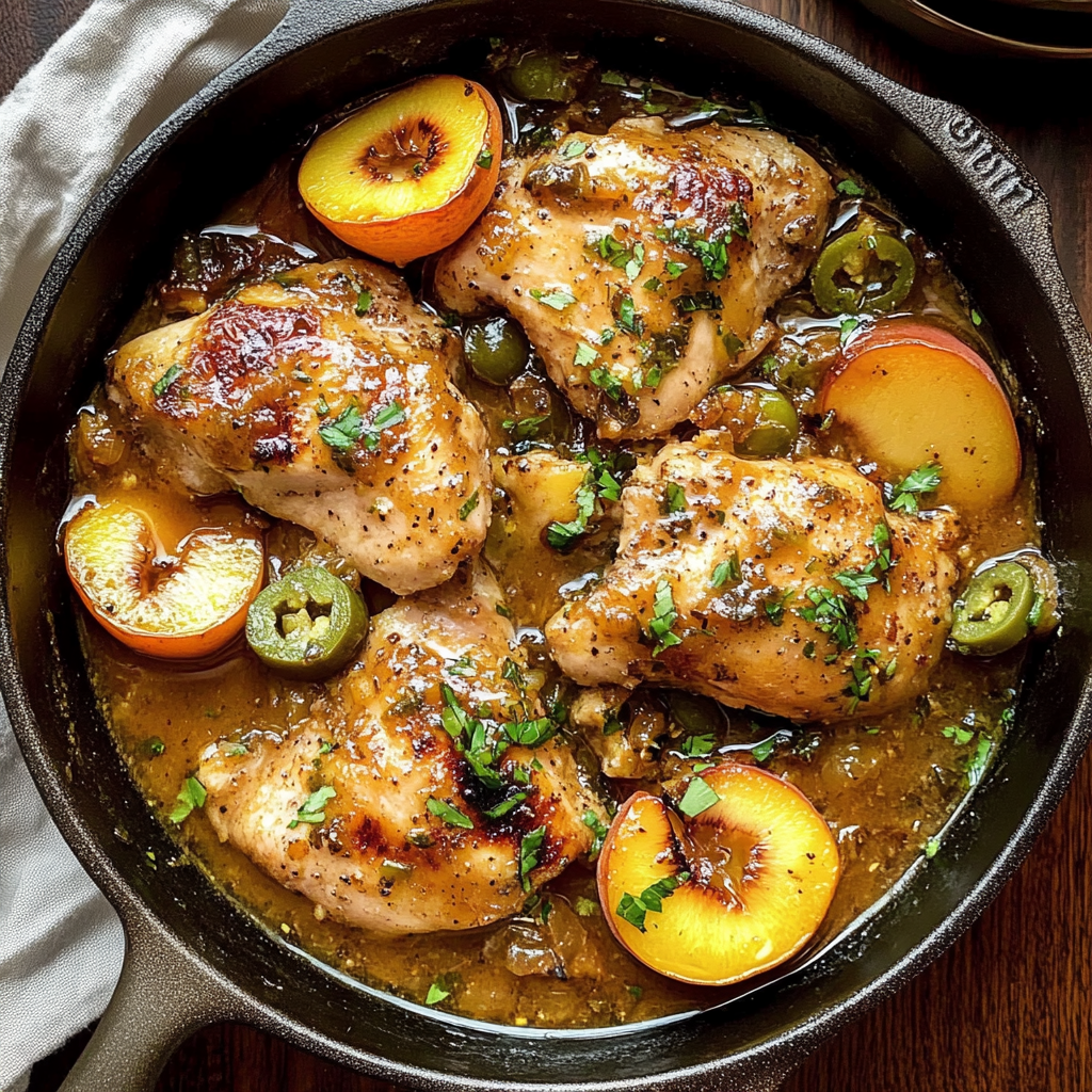 Recipe preparation for Jalapeno Peach Chicken
