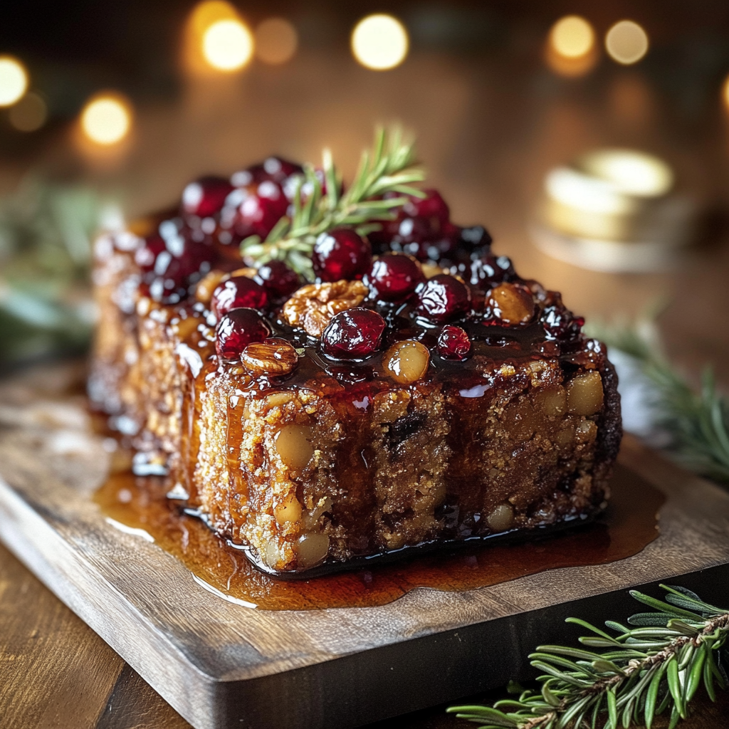 Recipe preparation for Vegan Christmas Nut Roast (Holiday Loaf) with Maple-Cranberry Glaze