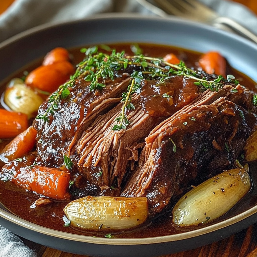 Recipe preparation for Yummy Red Wine Pot Roast Recipe