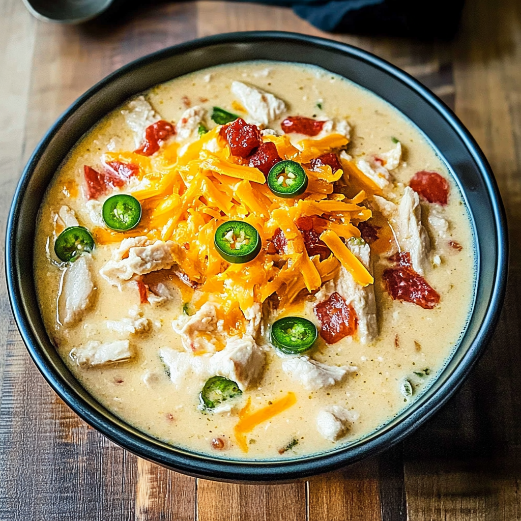 Recipe preparation for Chicken Jalapeno Popper Soup