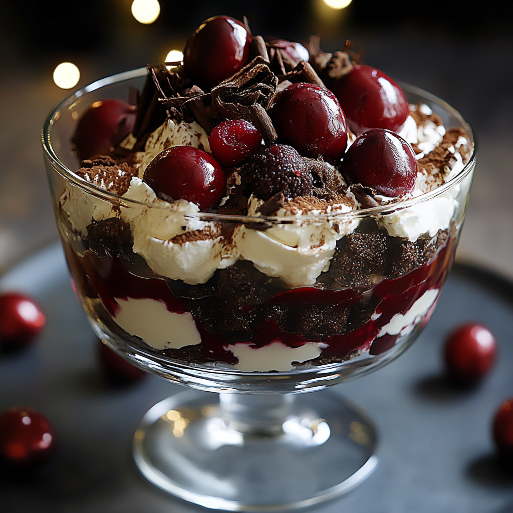 Recipe preparation for Black Forest Trifle Christmas