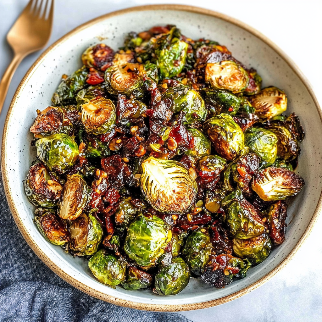 Recipe preparation for Balsamic Honey Brussels Sprouts
