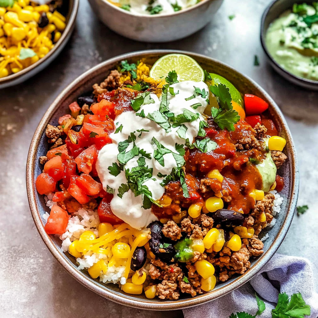 Recipe preparation for Ground Beef Burrito Bowls