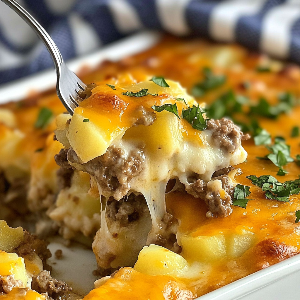 Recipe preparation for Ground Beef Casserole Potatoes