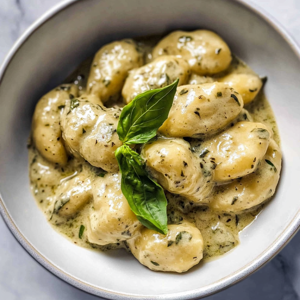 Recipe preparation for Pesto Gnocchi