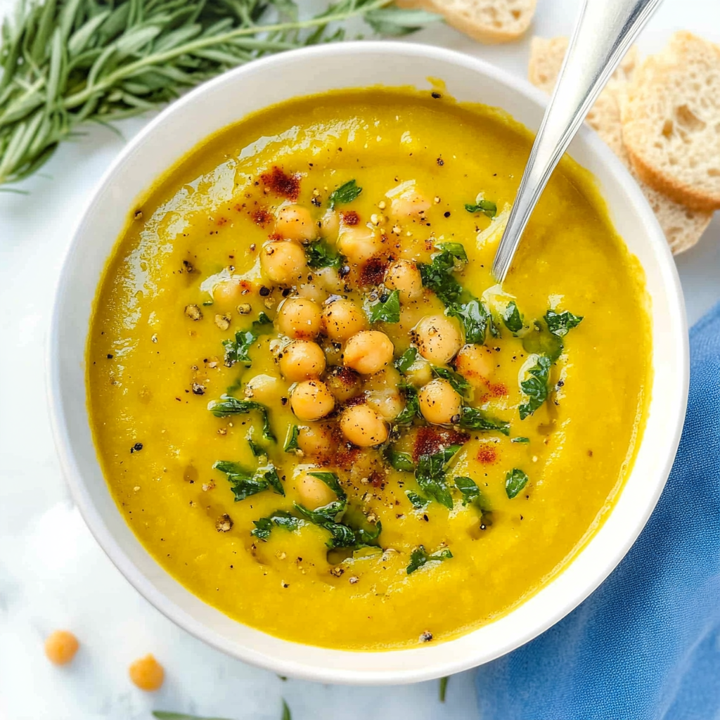 Recipe preparation for Butternut squash and chickpea soup