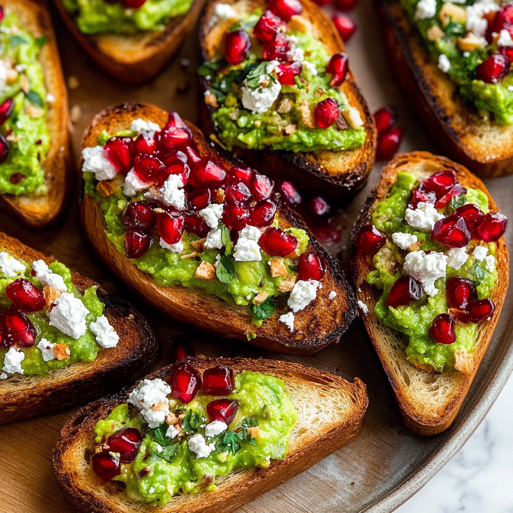 Recipe preparation for Avocado Toast with Pomegranate Salsa