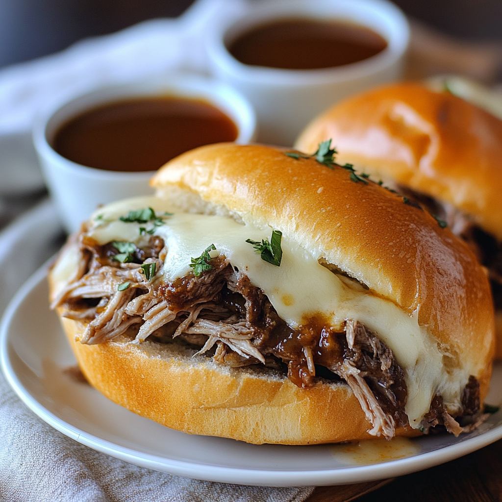 Recipe preparation for Slow Cooker French Dip Sandwich