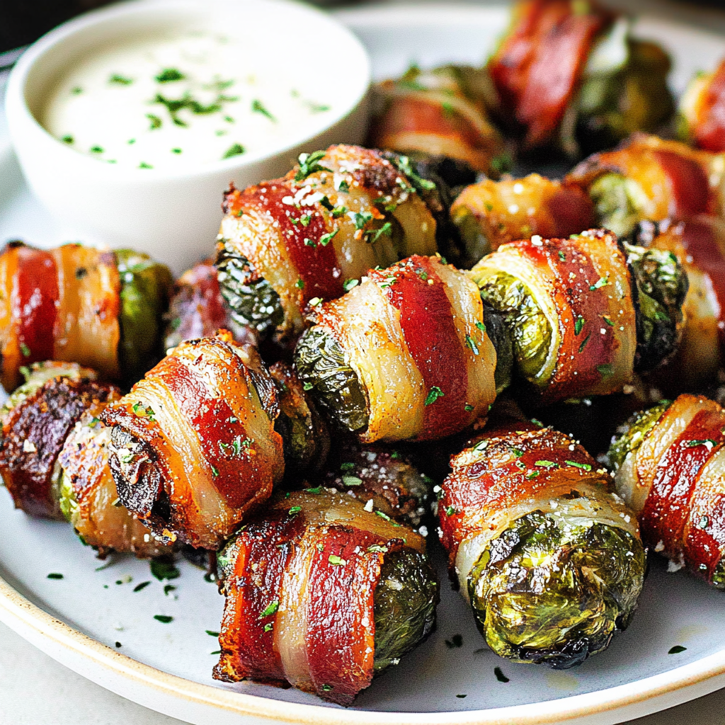 Recipe preparation for Bacon Wrapped Brussels Sprouts