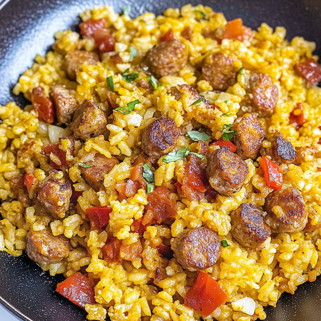 Recipe preparation for Sausage Cauliflower Rice Skillet