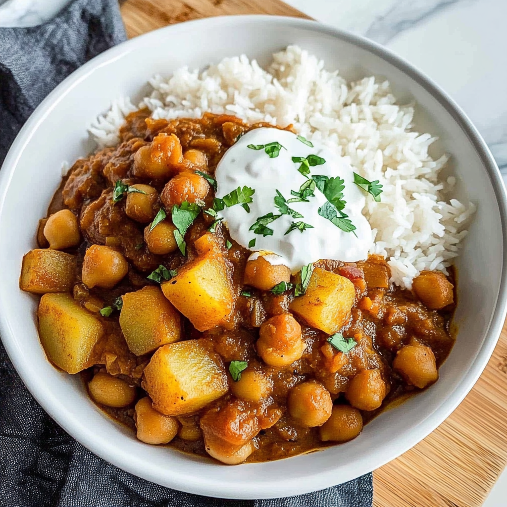 Recipe preparation for Chickpea and Potato Curry