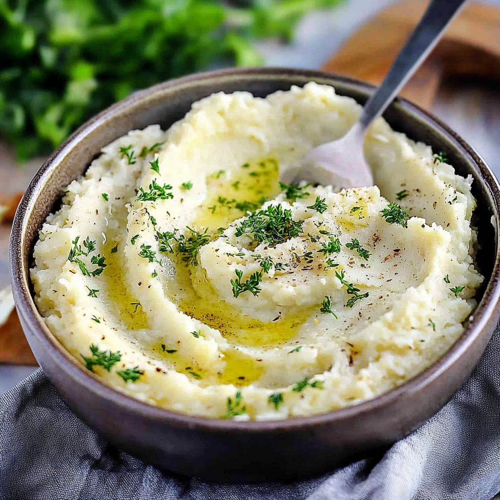 Recipe preparation for Mashed Cauliflower with Butter and Herbs