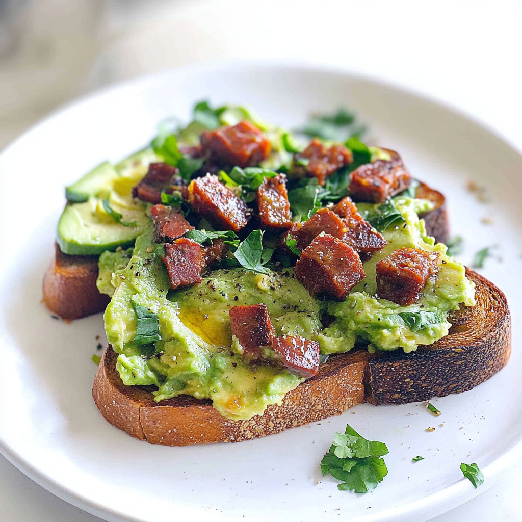 Recipe preparation for Avocado and Chorizo Toast