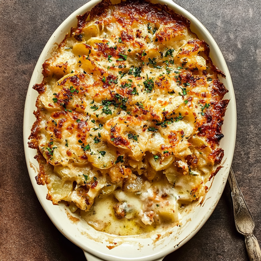 Recipe preparation for Potato Leek Au Gratin
