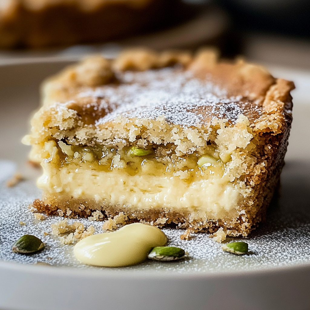 Recipe preparation for Pistachio Gooey Butter Cake