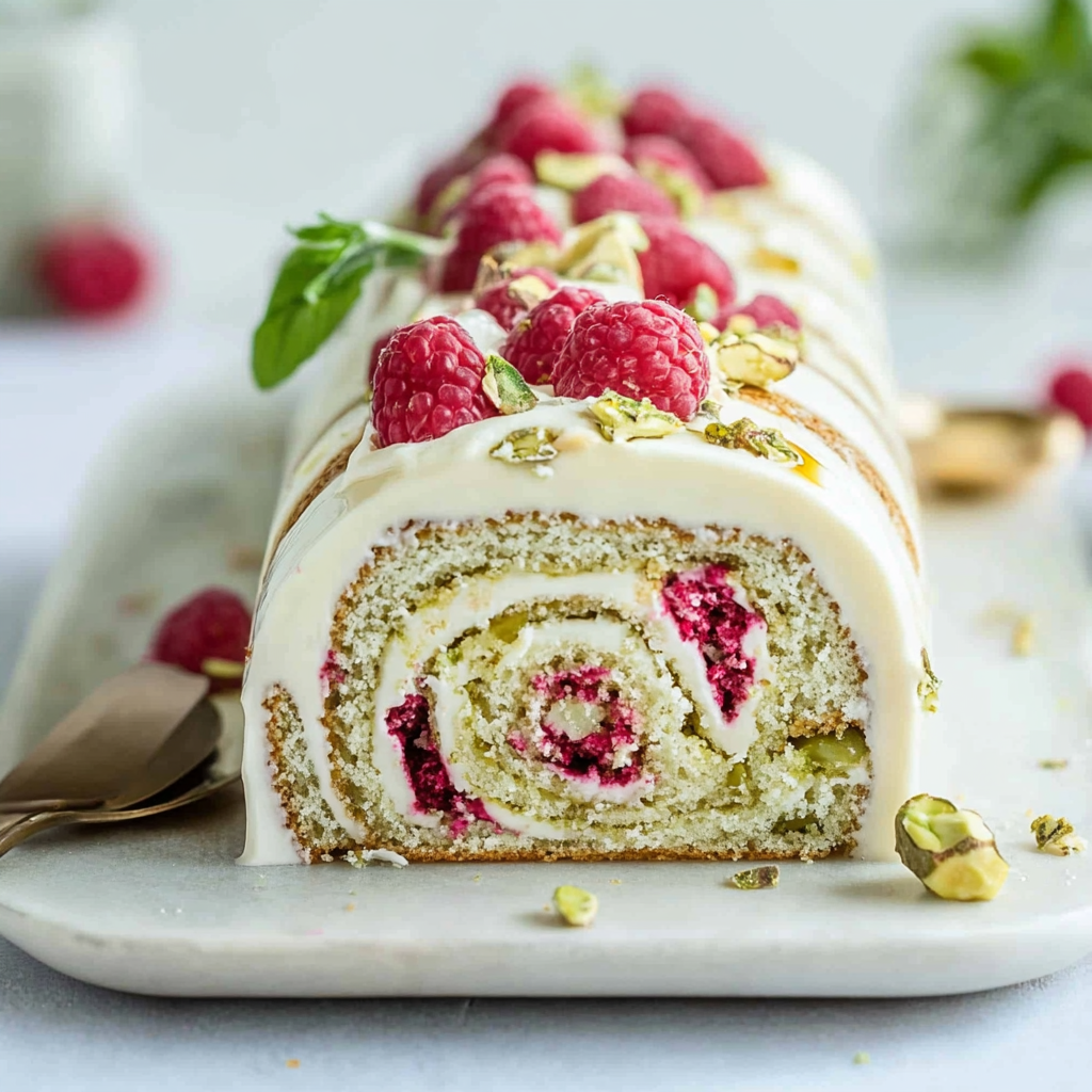Recipe preparation for Pistachio Roll Cake