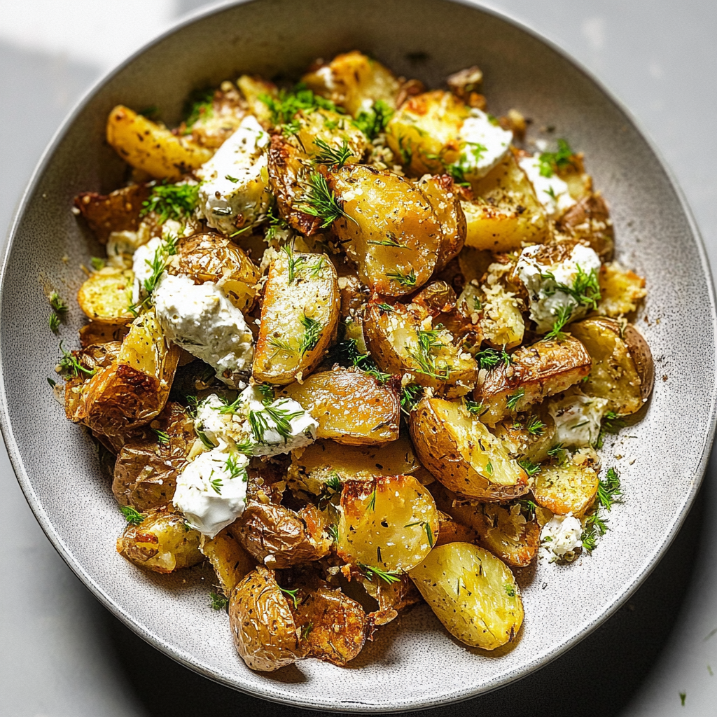 Recipe preparation for Crispy Lemon-Feta Roasted Potatoes