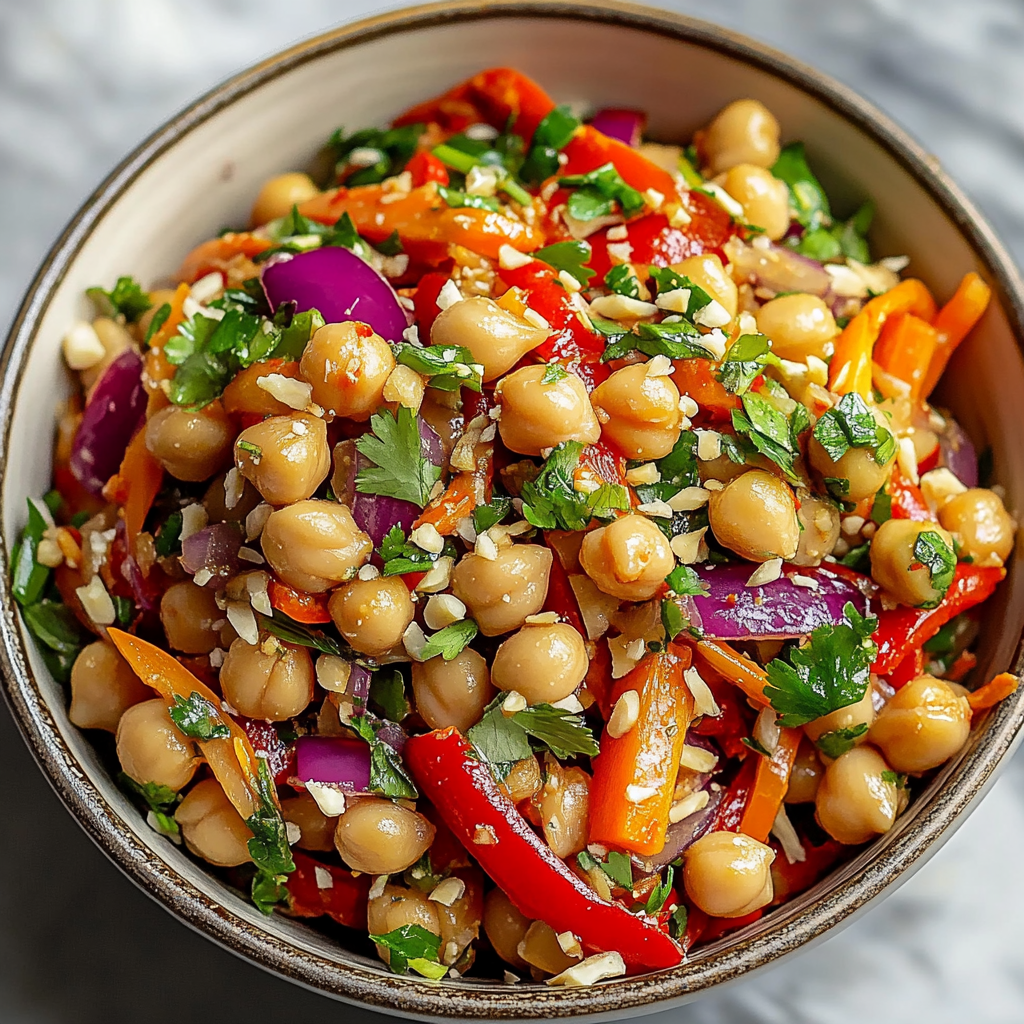 Recipe preparation for Crunchy Thai Chickpea Salad