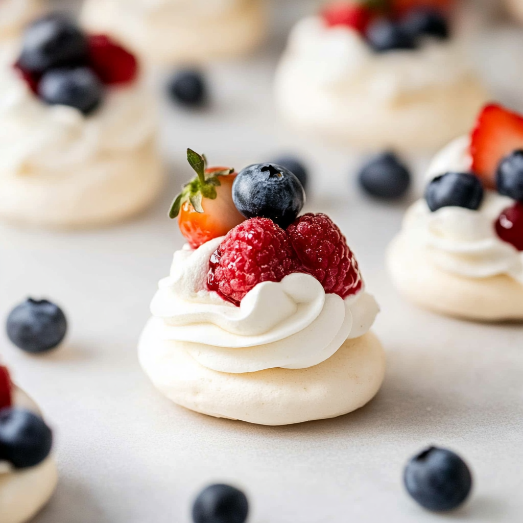 Recipe preparation for Berries & Cream Gluten-Free Pavlova Nests