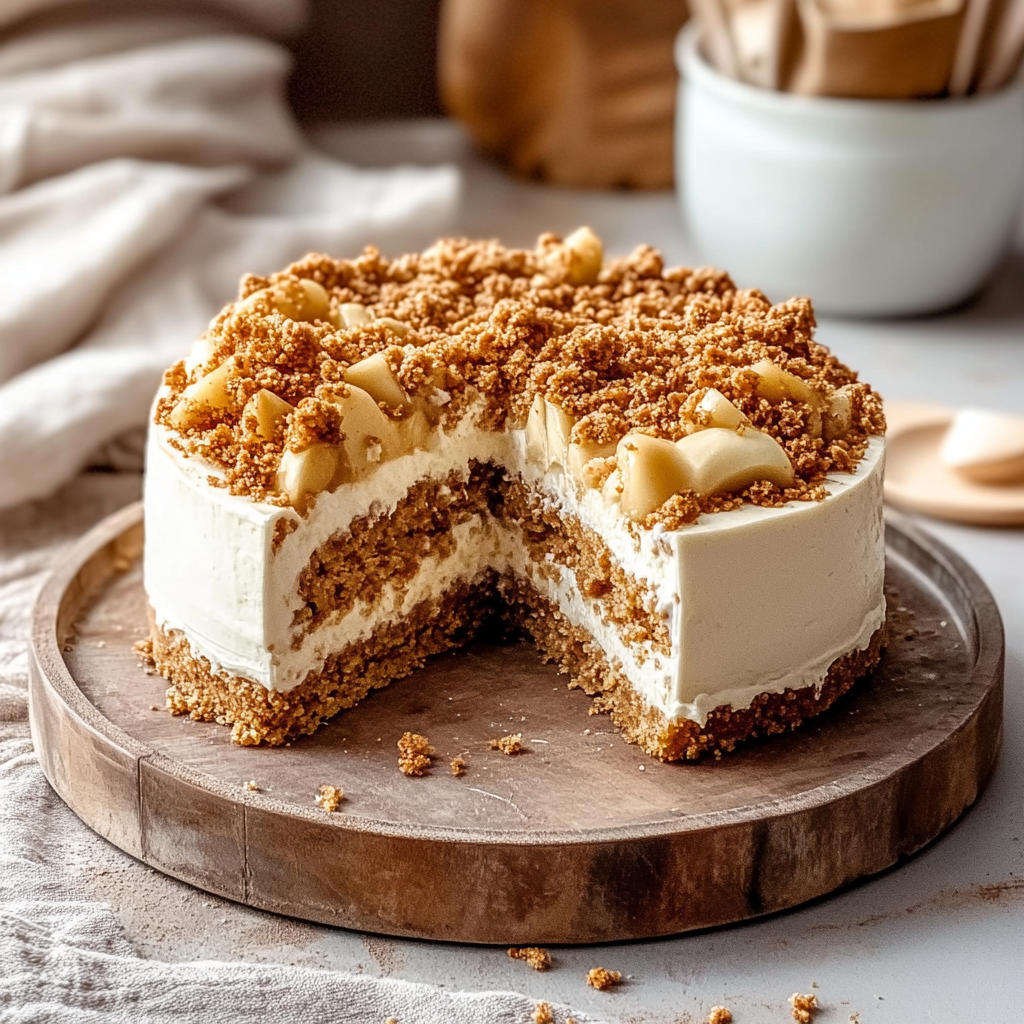 Recipe preparation for apple crumble cheesecake
