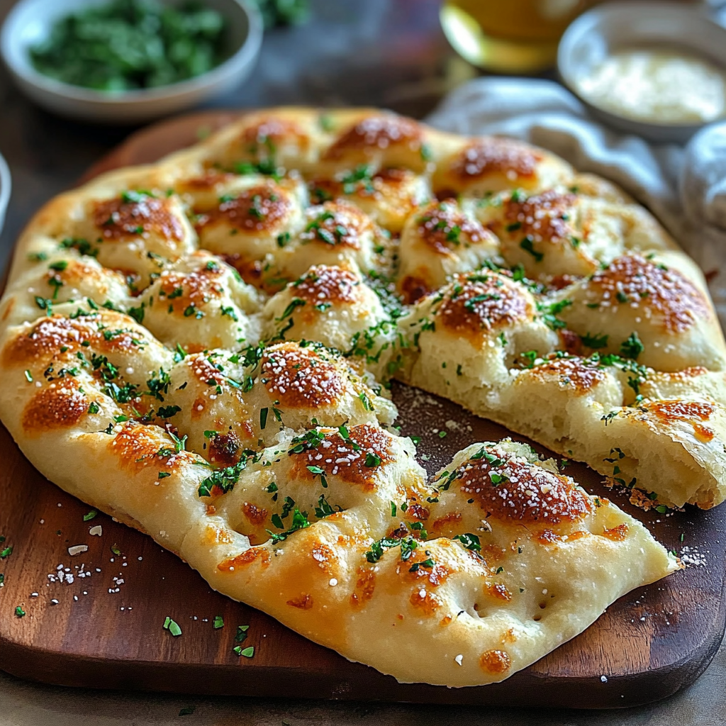 Recipe preparation for Garlic Parmesan Focaccia Bread