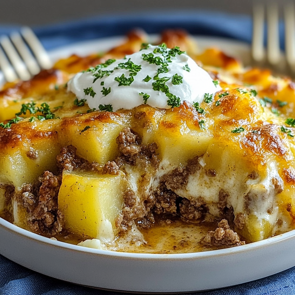 Recipe preparation for Ground Beef Potatoes Casserole
