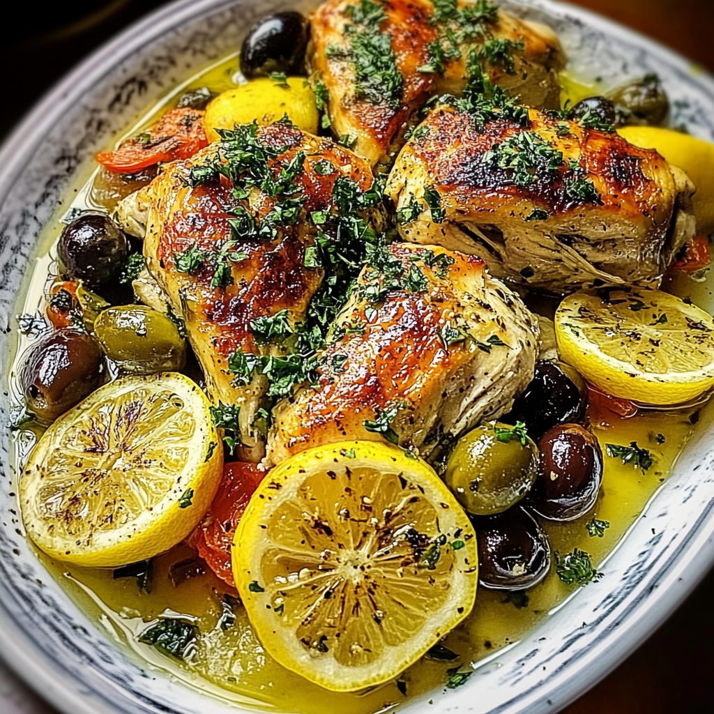 Recipe preparation for Mediterranean Lemon Chicken with Artichokes & Olives