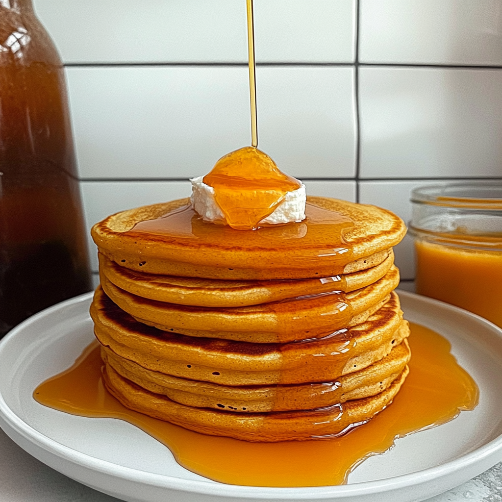 Recipe preparation for Pumpkin Cottage Cheese Pancakes