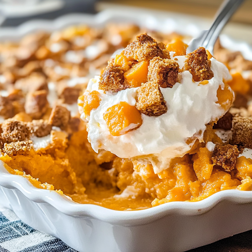 Recipe preparation for Sweet Potato Casserole with Marshmallows