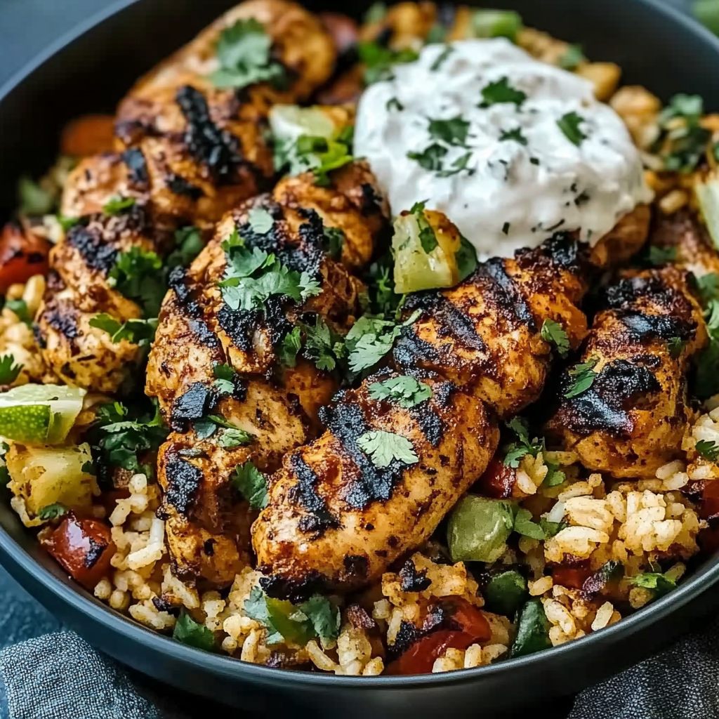 Recipe preparation for One Pot Shawarma Chicken And Rice