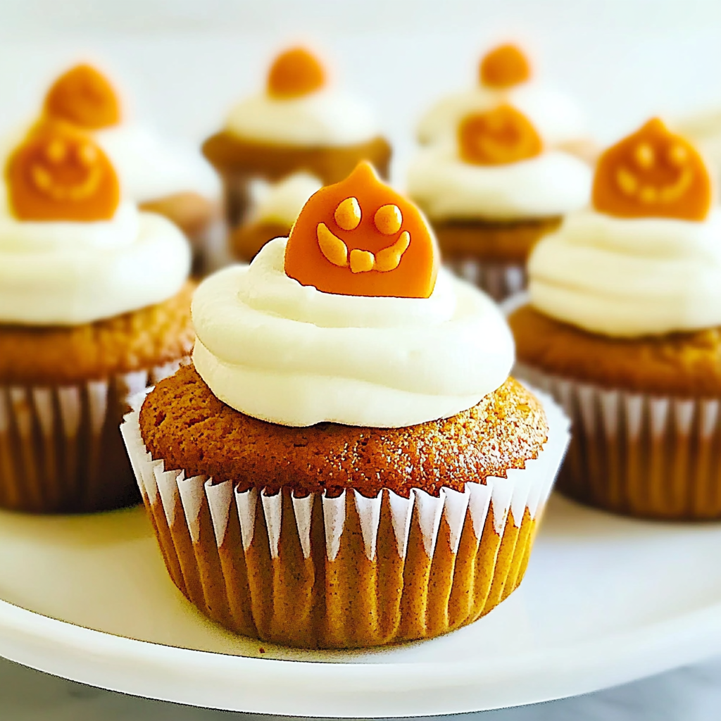Recipe preparation for Pumpkin Cupcakes with Cream Cheese Frosting