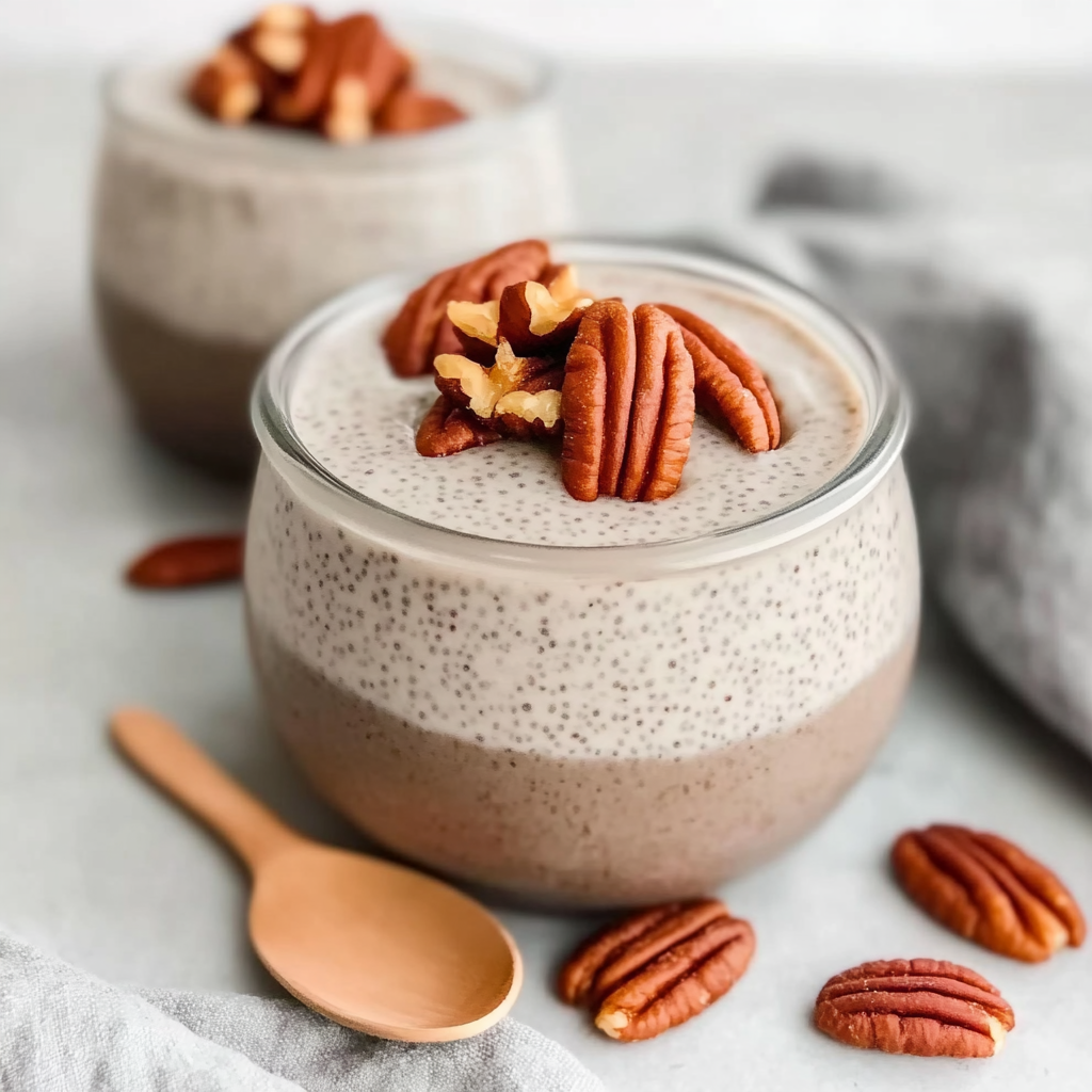 Recipe preparation for Southern Pecan Pie in a Jar Chia Pudding