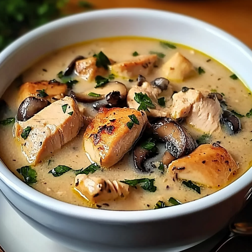 Recipe preparation for Rotisserie Chicken Mushroom Soup