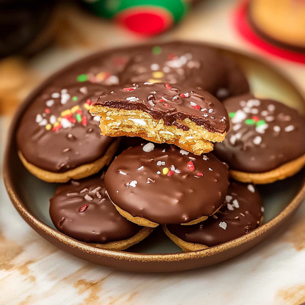 Recipe preparation for Reese Cup Ritz Cracker Cookies