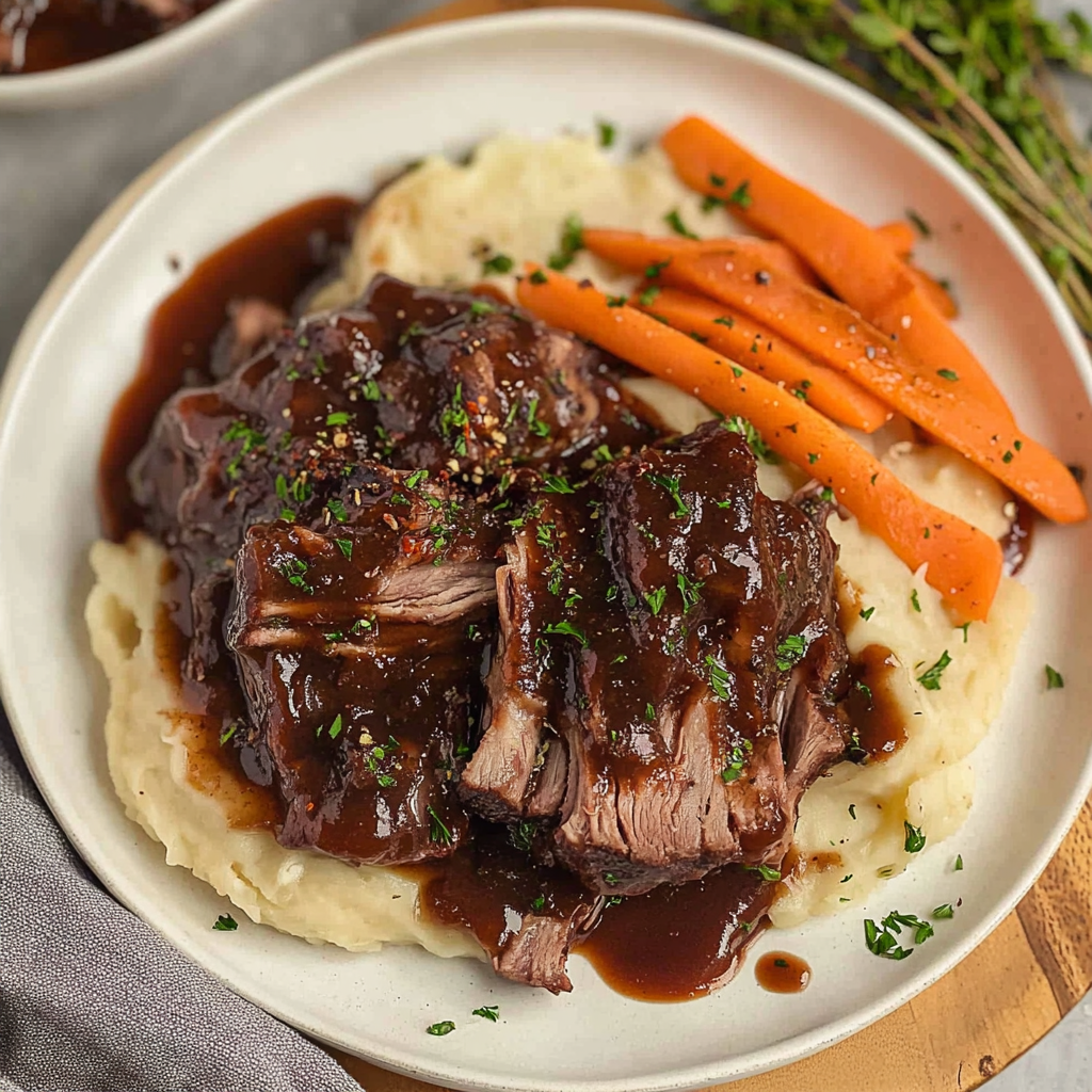 Recipe preparation for Crockpot Red Wine Short Ribs
