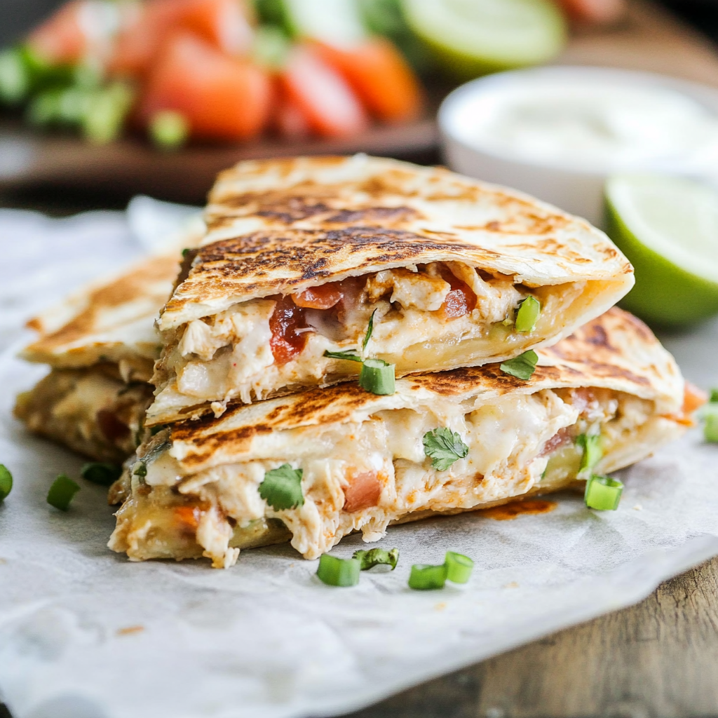 Recipe preparation for Chicken Bacon Ranch Quesadilla