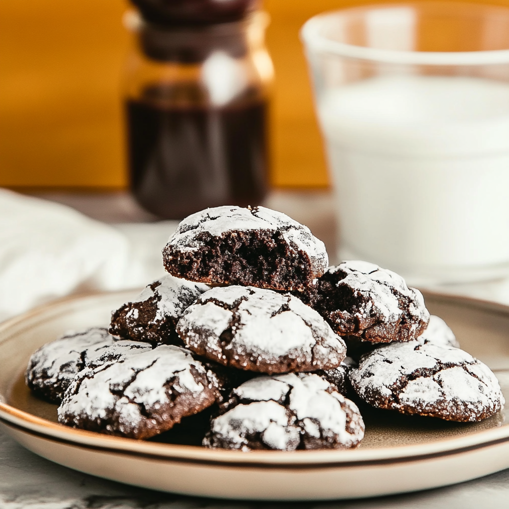 Recipe preparation for Brownie Crinkle Cookies