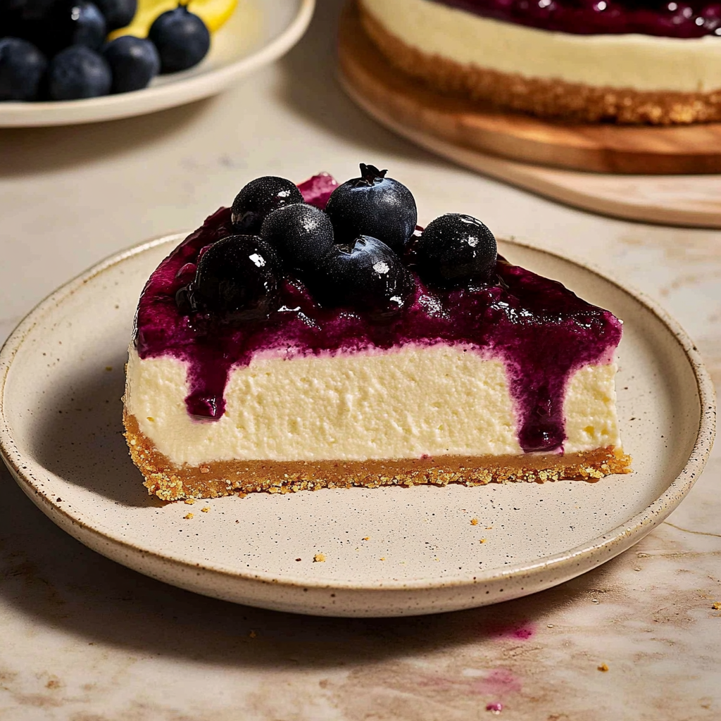 Recipe preparation for No-Bake Lemon Blueberry Cheesecake