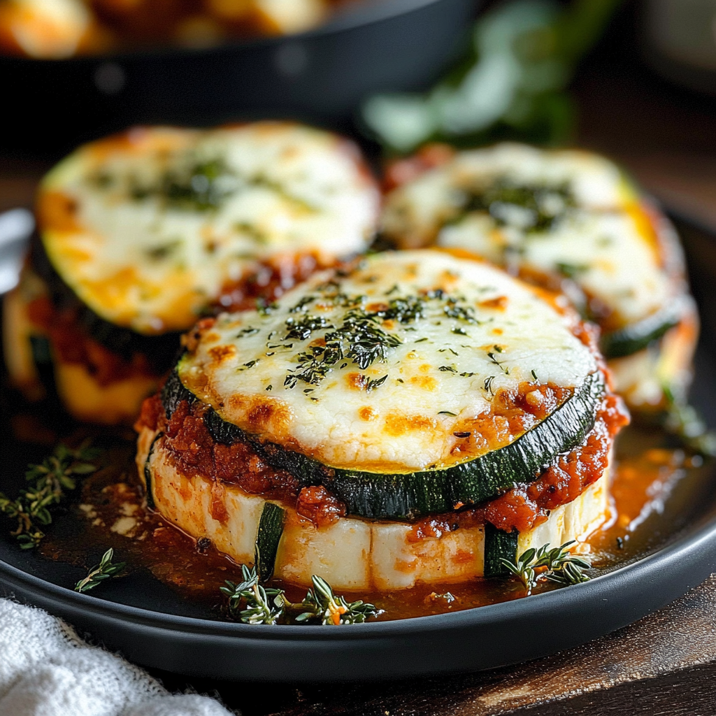 Recipe preparation for Layered Zucchini Ricotta Melts with Marinara