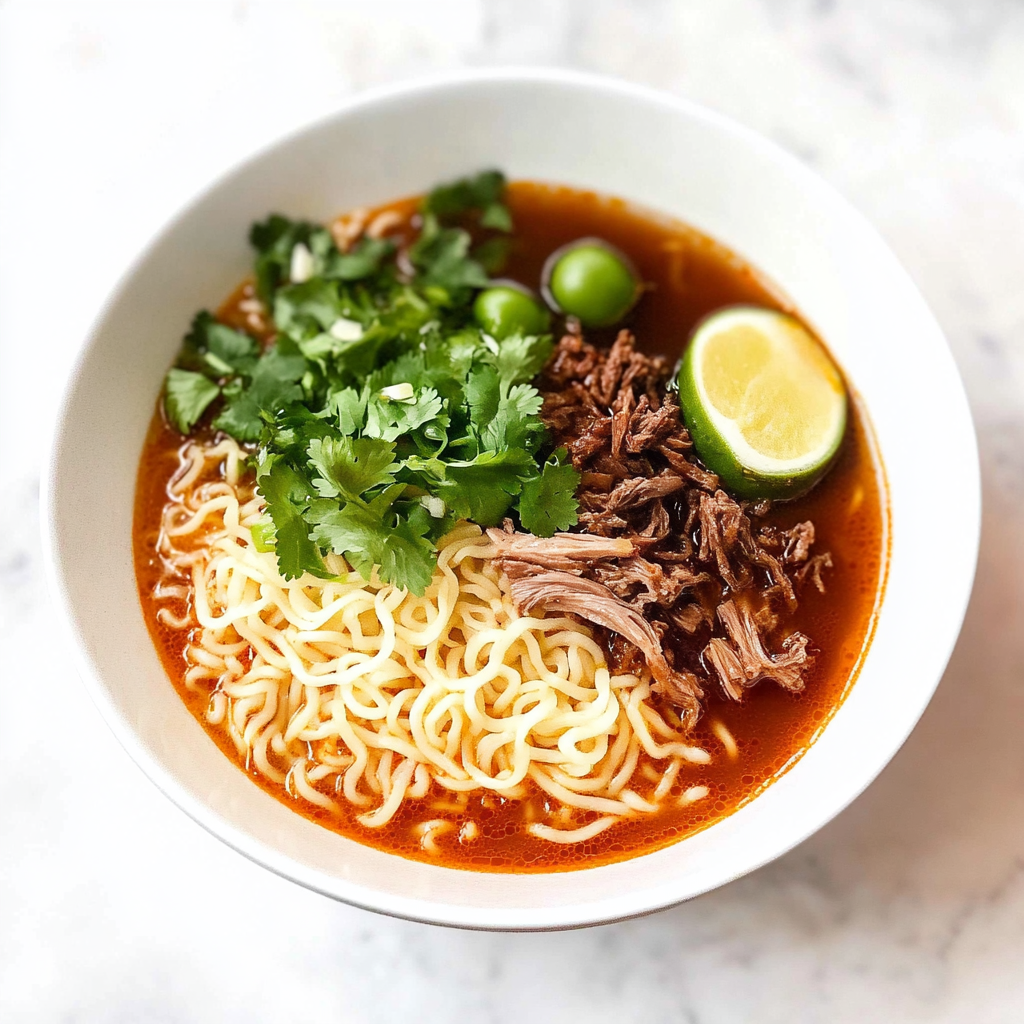 Recipe preparation for Birria Ramen