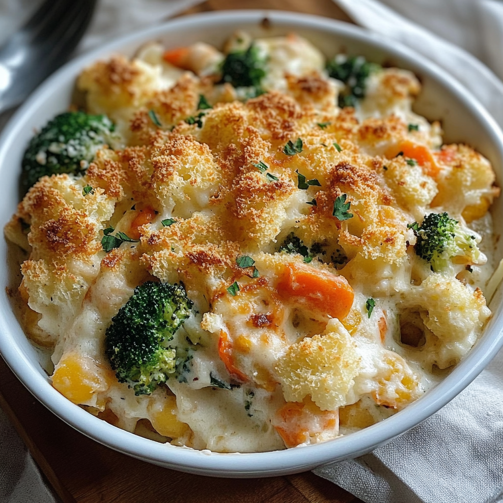 Recipe preparation for Creamy Winter Vegetable Casserole