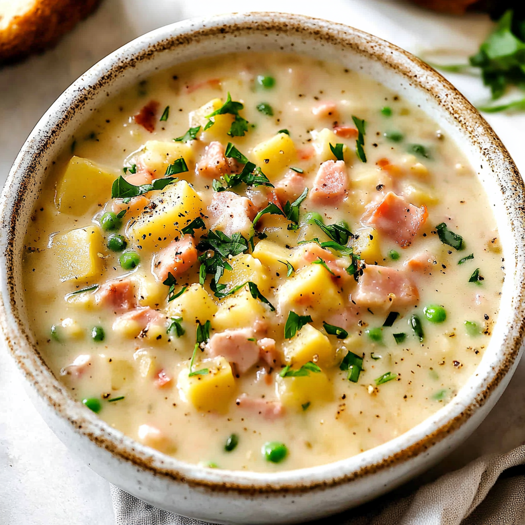 Recipe preparation for Creamy Ham and Potato Soup