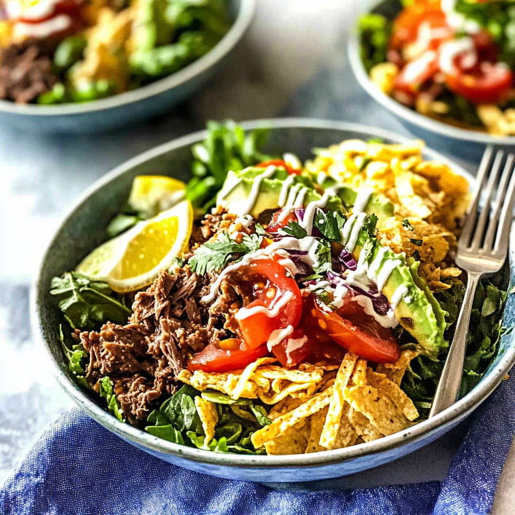 Recipe preparation for Barbacoa Beef Taco Bowls with Hash Browns & Avocado Ranch