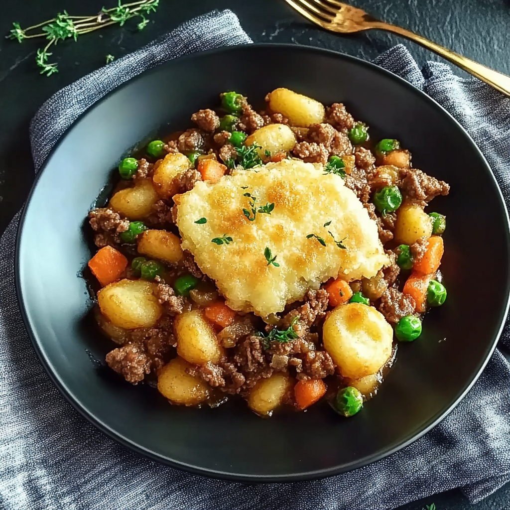 Recipe preparation for Beef Gnocchi Shepherd’s Pie