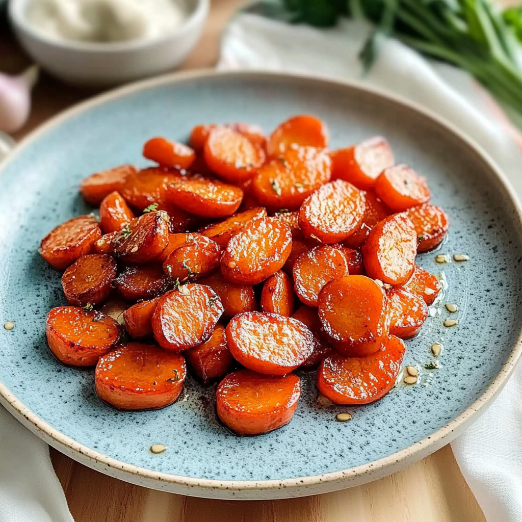 Recipe preparation for Caramelized Honey Glazed Carrots with Garlic