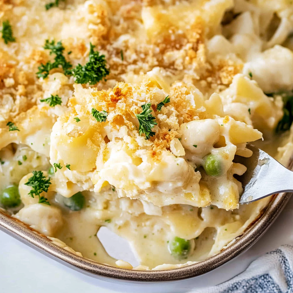 Recipe preparation for Chicken Alfredo Bake
