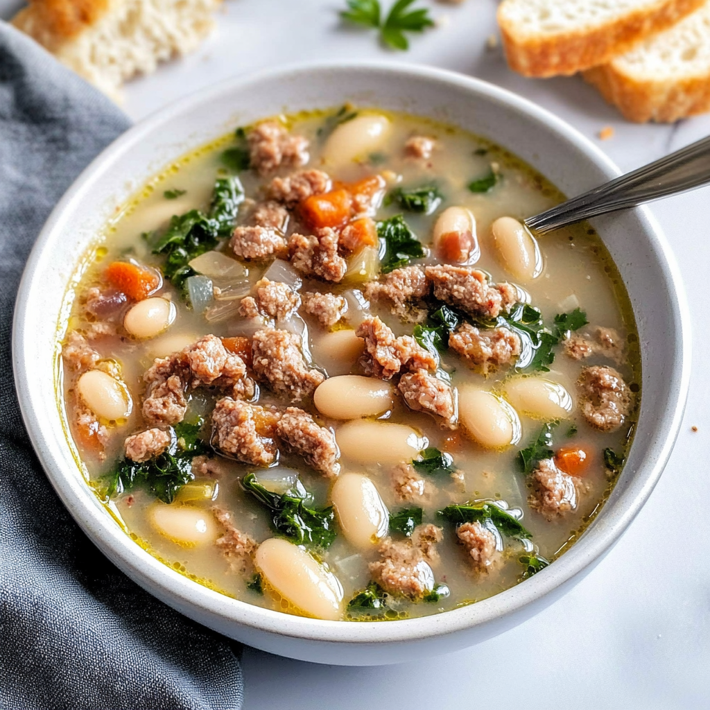 Recipe preparation for Sausage and White Bean Soup