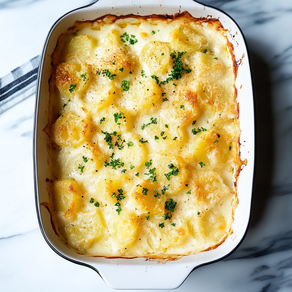 Recipe preparation for Creamy Potato Gratin