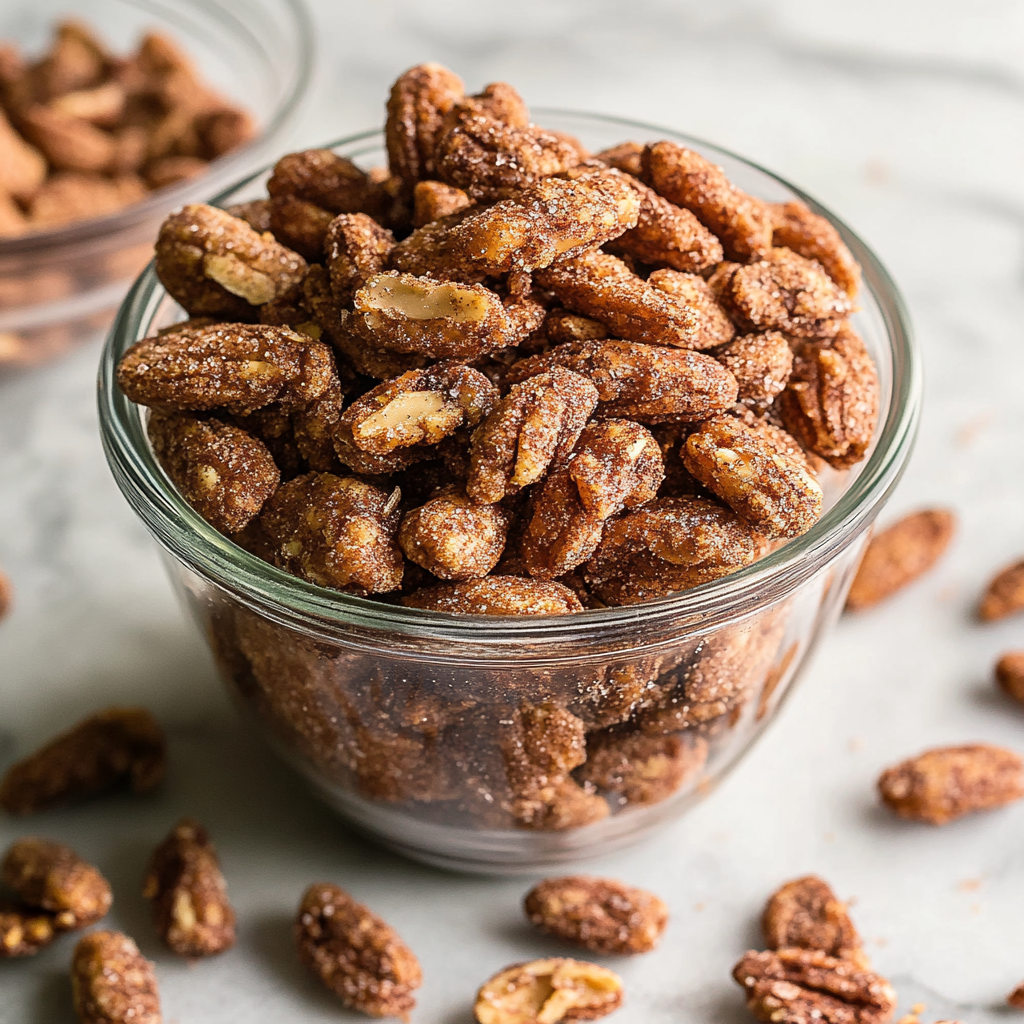 Recipe preparation for Cinnamon Sugar Candied Nuts